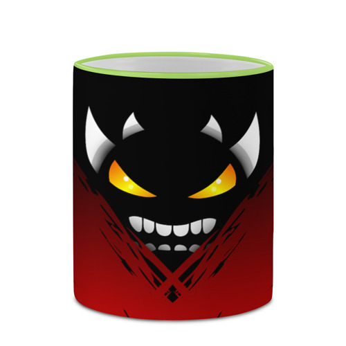 Кружка с полной запечаткой Geometry Dash яростный демон Rage demon, цвет Кант светло-зеленый - фото 4