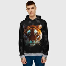 Мужская толстовка 3D Тигр стиль Low poly голова - фото 2