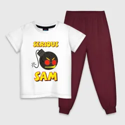 Детская пижама с белой футболкой Serious Sam Bomb Logo