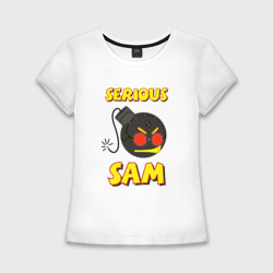 Женская футболка хлопок Slim Serious Sam Bomb Logo