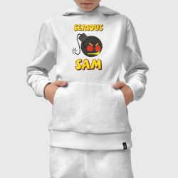 Костюм с принтом Serious Sam Bomb Logo для мужчины, вид на модели спереди №3. Цвет основы: белый