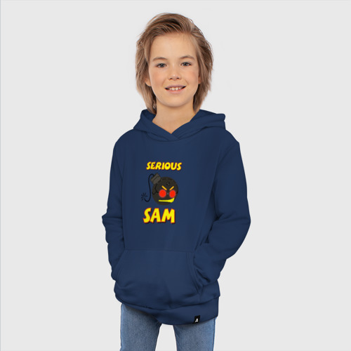 Детская толстовка хлопок Serious Sam Bomb Logo, цвет темно-синий - фото 5