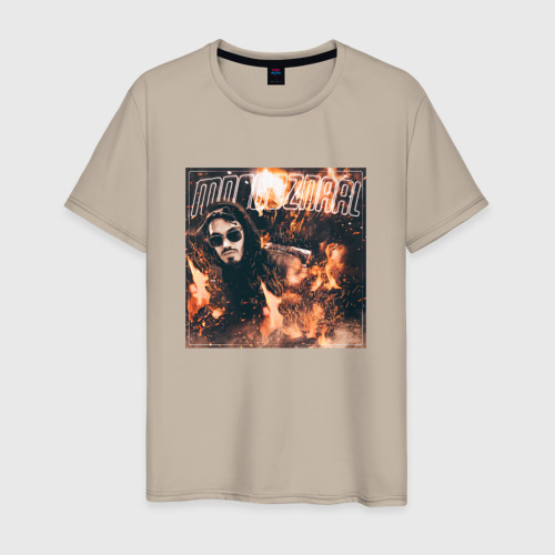Мужская футболка хлопок Mnogoznaal on fire, цвет миндальный