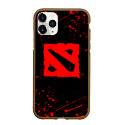 Чехол для iPhone 11 Pro Max матовый Dota 2 брызги красок Дота лого