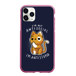 Чехол для iPhone 11 Pro Max матовый I am not antisocial, I am antistupid