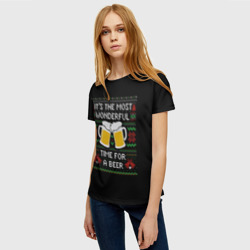 Женская футболка 3D Новый год с пивком 2022 - фото 2