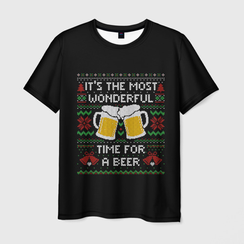 Мужская футболка с принтом Новый год с пивком 2022, вид спереди №1