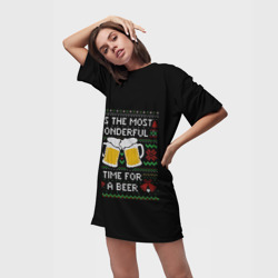 Платье-футболка 3D Новый год с пивком 2022 - фото 2