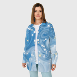 Женская рубашка oversize 3D Голубая метелица - фото 2