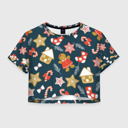 Женская футболка Crop-top 3D Merry Christmas!!!