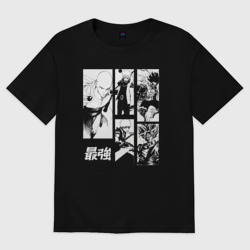Женская футболка хлопок Oversize Герои сенен манг One Punch man one piece
