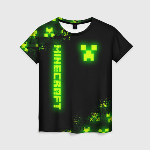 Женская футболка 3D Minecraft: неоновые лого, цвет 3D печать