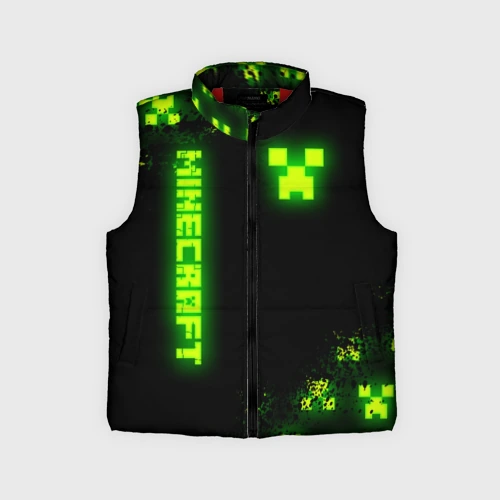 Детский жилет утепленный 3D Minecraft: неоновые лого