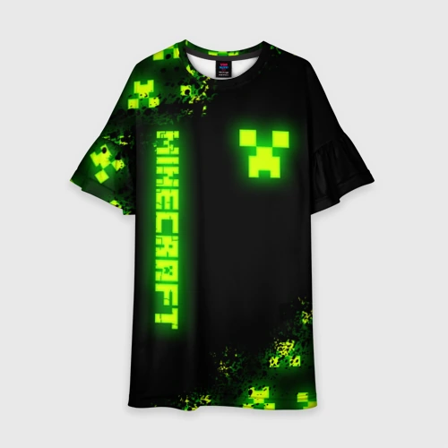 Детское платье 3D Minecraft: неоновые лого