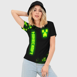 Женская футболка 3D Slim Minecraft: неоновые лого - фото 2