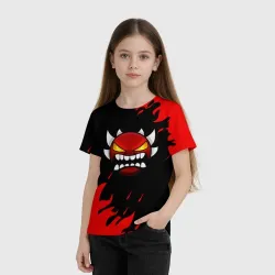 Детская футболка 3D Geometry Dash demon red fire - фото 2