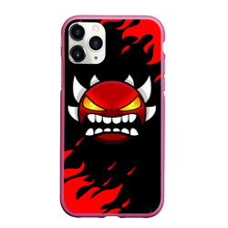 Чехол для iPhone 11 Pro Max матовый Geometry Dash demon red fire