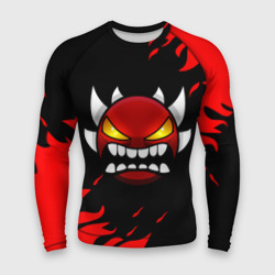 Мужской рашгард 3D Geometry Dash demon red fire