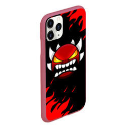 Чехол для iPhone 11 Pro Max матовый Geometry Dash demon red fire - фото 2