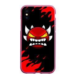Чехол для iPhone XS Max матовый Geometry Dash demon red fire