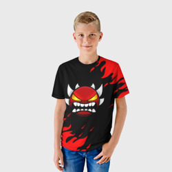 Детская футболка 3D Geometry Dash demon red fire - фото 2