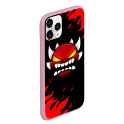 Чехол для iPhone 11 Pro Max матовый Geometry Dash demon red fire - фото 2