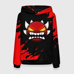 Женская толстовка 3D Geometry Dash demon red fire