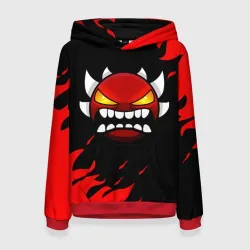 Женская толстовка 3D Geometry Dash demon red fire