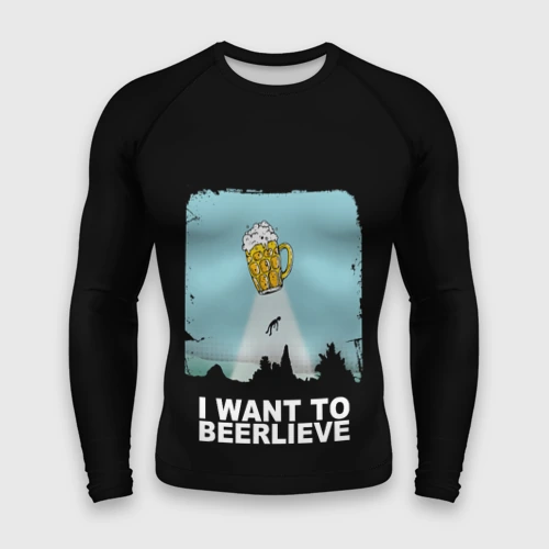 Мужской рашгард 3D I want to beerlieve Я верю в пиво