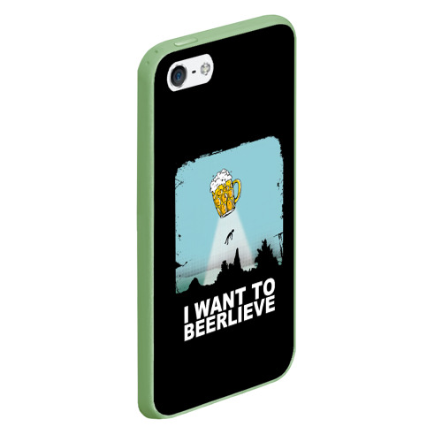 Чехол для iPhone 5/5S матовый I want to beerlieve Я верю в пиво, цвет салатовый - фото 3