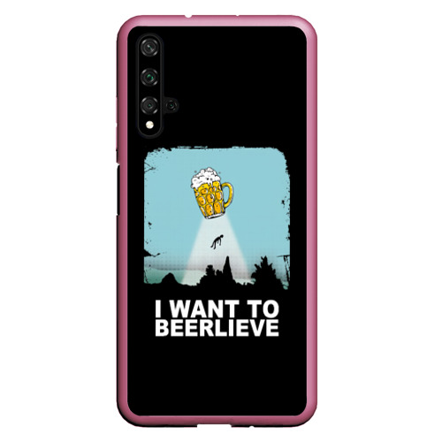 Чехол для Honor 20 I want to beerlieve Я верю в пиво, цвет малиновый