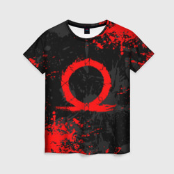 Женская футболка 3D God of war logo red, брызги красок