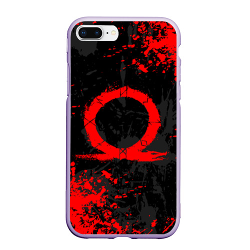 Чехол для iPhone 7Plus/8 Plus матовый God of war logo red, брызги красок, цвет светло-сиреневый