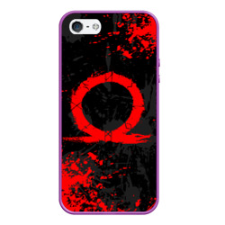 Чехол для iPhone 5/5S матовый God of war logo red, брызги красок