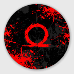 Круглый коврик для мышки God of war logo red, брызги красок