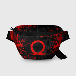 Поясная сумка 3D God of war logo red, брызги красок