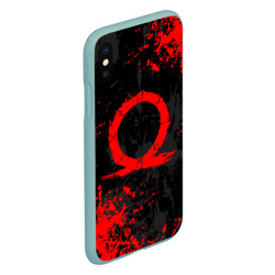 Чехол для iPhone XS Max матовый God of war logo red, брызги красок - фото 2