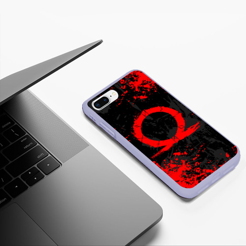 Чехол для iPhone 7Plus/8 Plus матовый God of war logo red, брызги красок, цвет светло-сиреневый - фото 5