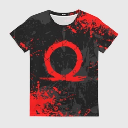 Женская футболка 3D God of war logo red, брызги красок