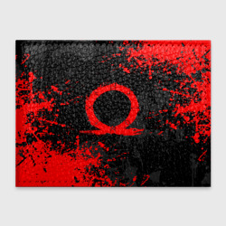 Обложка для студенческого билета God of war logo red, брызги красок