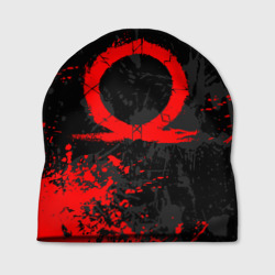 Шапка 3D God of war logo red, брызги красок