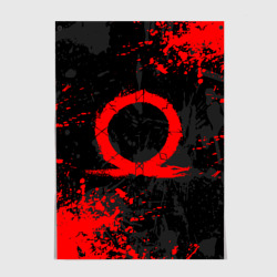 Постер God of war logo red, брызги красок