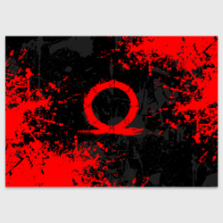 Поздравительная открытка God of war logo red, брызги красок