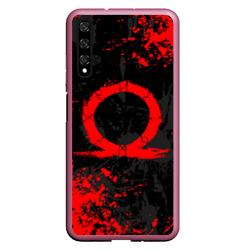 Чехол для Honor 20 God of war logo red, брызги красок