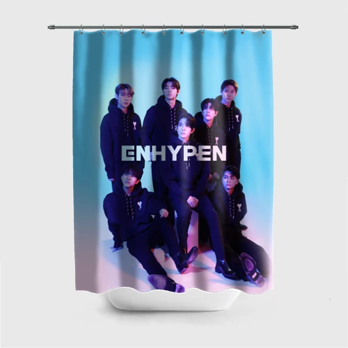 Штора 3D для ванной Enhypen: Хисын, Джей, Джейк, Сонхун, Сону, Чонвон, Ни-Ки
