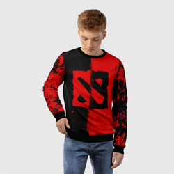 Детский свитшот 3D Dota 2 брызги красок, красно чёрный лого - фото 2