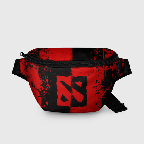 Поясная сумка 3D Dota 2 брызги красок, красно чёрный лого