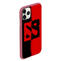 Чехол для iPhone 11 Pro Max матовый Dota 2 брызги красок, красно чёрный лого - фото 2