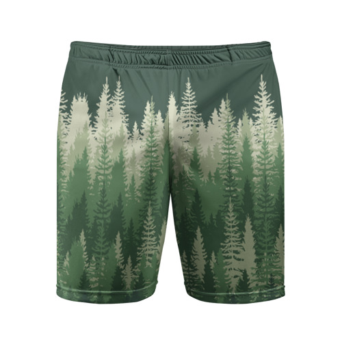 Мужские шорты спортивные Елки-палки, хвойный лес, цвет 3D печать