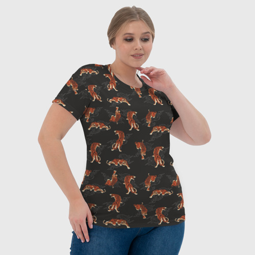 Женская футболка 3D с принтом Тигр-хищник  в облаках, фото #4